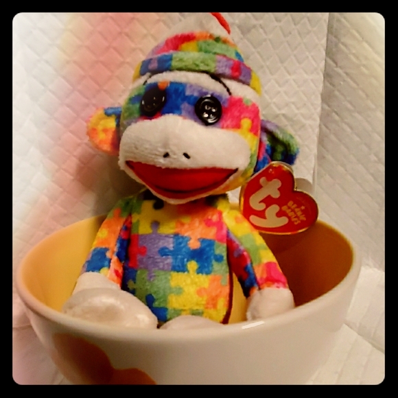 TY Original Wear Other - 🙇🏻‍♂️ Autism Awareness Ty Beanie Baby 🐒Jigsaw🧩